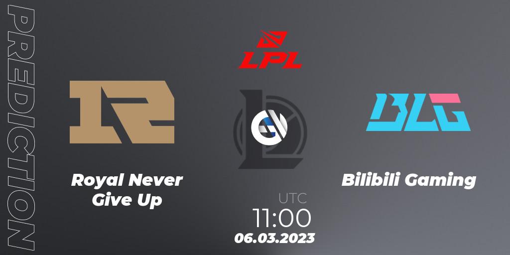 Royal Never Give Up - Bilibili Gaming: прогноз. 06.03.2023 at 11:20, LoL, LPL Spring 2023 - Group Stage