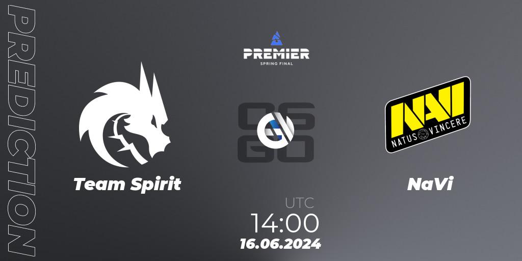 Team Spirit - NaVi: прогноз. 16.06.2024 at 14:00, Counter-Strike (CS2), BLAST Premier Spring Final 2024