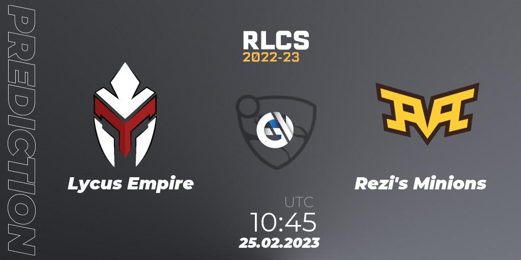 Lycus Empire - Rezi's Minions: прогноз. 25.02.2023 at 10:45, Rocket League, RLCS 2022-23 - Winter: Asia-Pacific Regional 3 - Winter Invitational