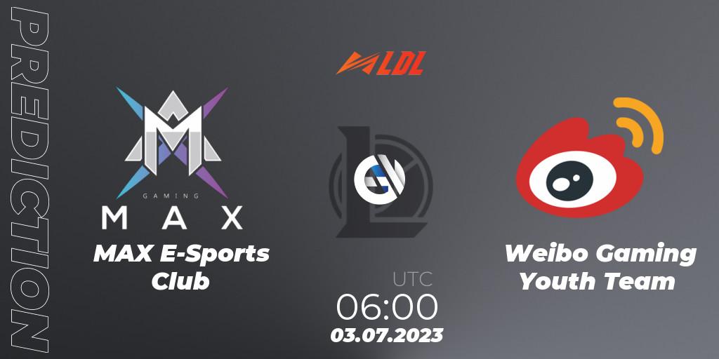 MAX E-Sports Club - Weibo Gaming Youth Team: прогноз. 03.07.23, LoL, LDL 2023 - Regular Season - Stage 3