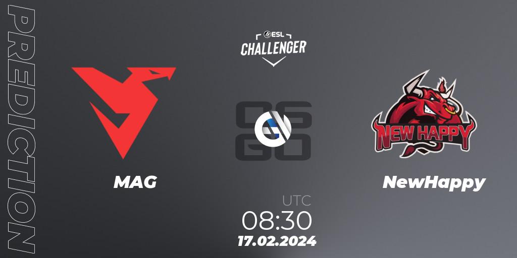 MAG - NewHappy: прогноз. 17.02.2024 at 08:30, Counter-Strike (CS2), ESL Challenger #56: Asian Qualifier