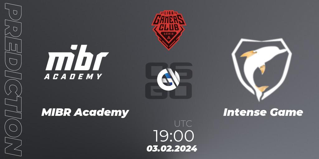 MIBR Academy - Intense Game: прогноз. 03.02.2024 at 19:00, Counter-Strike (CS2), Gamers Club Liga Série A: January 2024