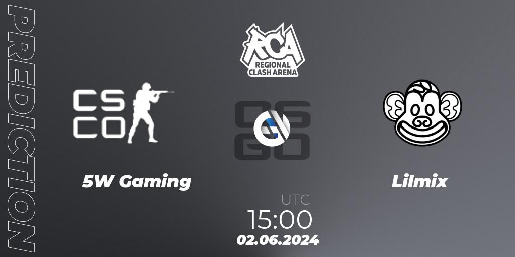 5W Gaming - Lilmix: прогноз. 02.06.2024 at 15:00, Counter-Strike (CS2), Regional Clash Arena Europe: Closed Qualifier