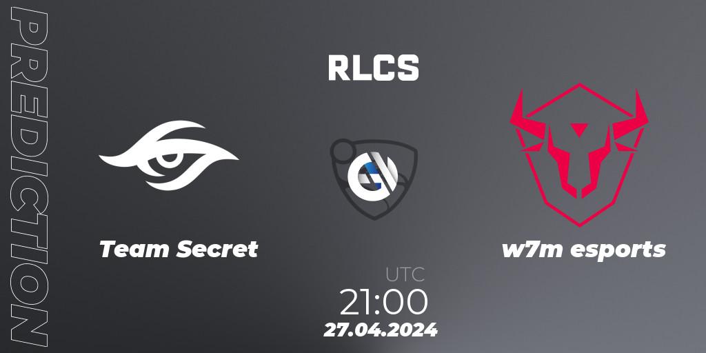 Team Secret - w7m esports: прогноз. 27.04.24, Rocket League, RLCS 2024 - Major 2: SAM Open Qualifier 4