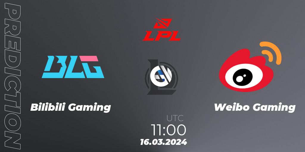 Bilibili Gaming - Weibo Gaming: прогноз. 16.03.2024 at 11:00, LoL, LPL Spring 2024 - Group Stage