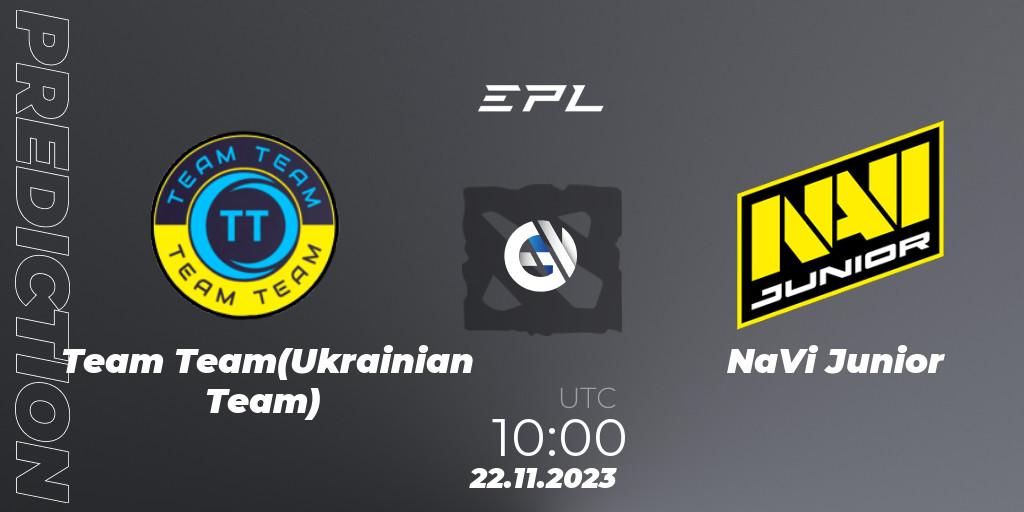 Team Team(Ukrainian Team) - NaVi Junior: прогноз. 22.11.23, Dota 2, European Pro League Season 14