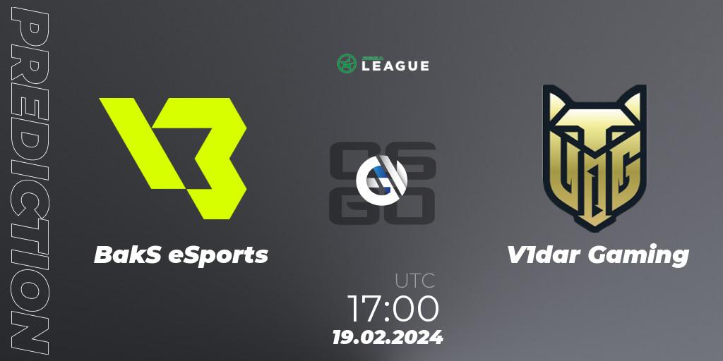 BakS eSports - V1dar Gaming: прогноз. 19.02.2024 at 17:00, Counter-Strike (CS2), ESEA Season 48: Advanced Division - Europe