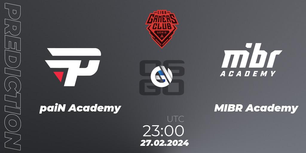 paiN Academy - MIBR Academy: прогноз. 27.02.24, CS2 (CS:GO), Gamers Club Liga Série A: February 2024