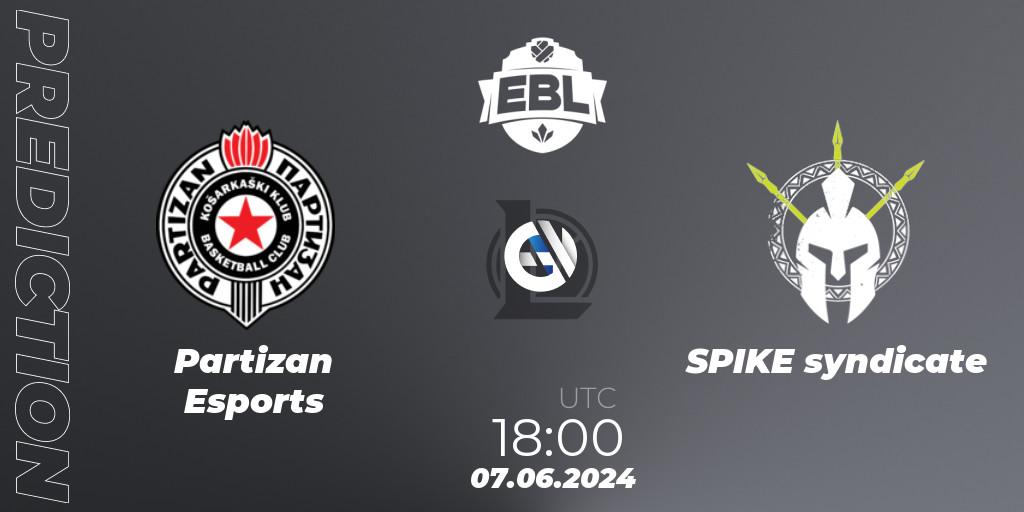 Partizan Esports - SPIKE syndicate: прогноз. 07.06.2024 at 18:00, LoL, Esports Balkan League Season 15