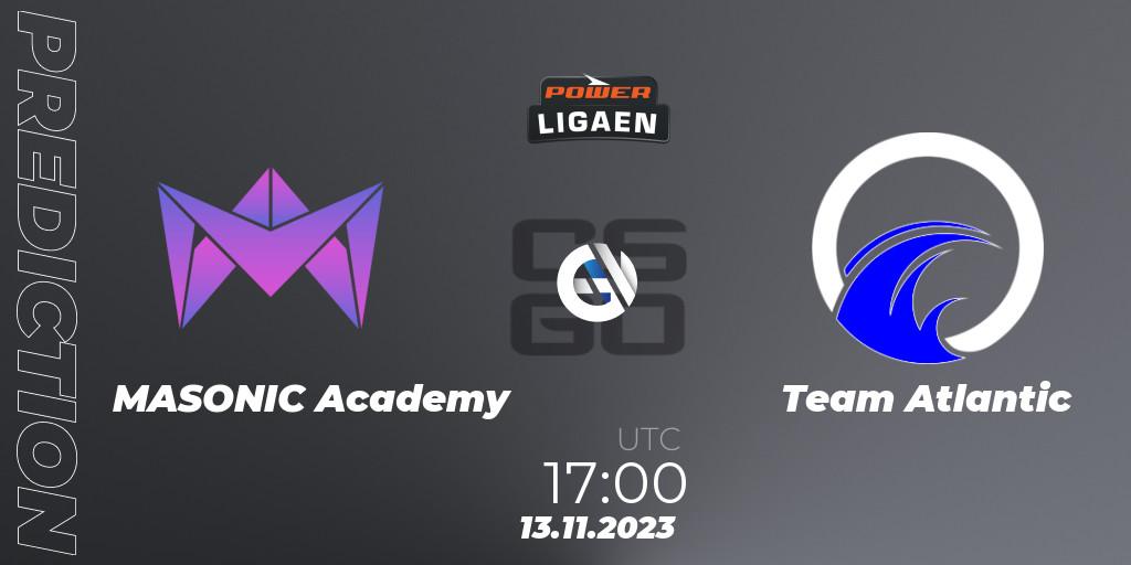 MASONIC Academy - Team Atlantic: прогноз. 13.11.2023 at 17:00, Counter-Strike (CS2), Dust2.dk Ligaen Season 24: Regular Season