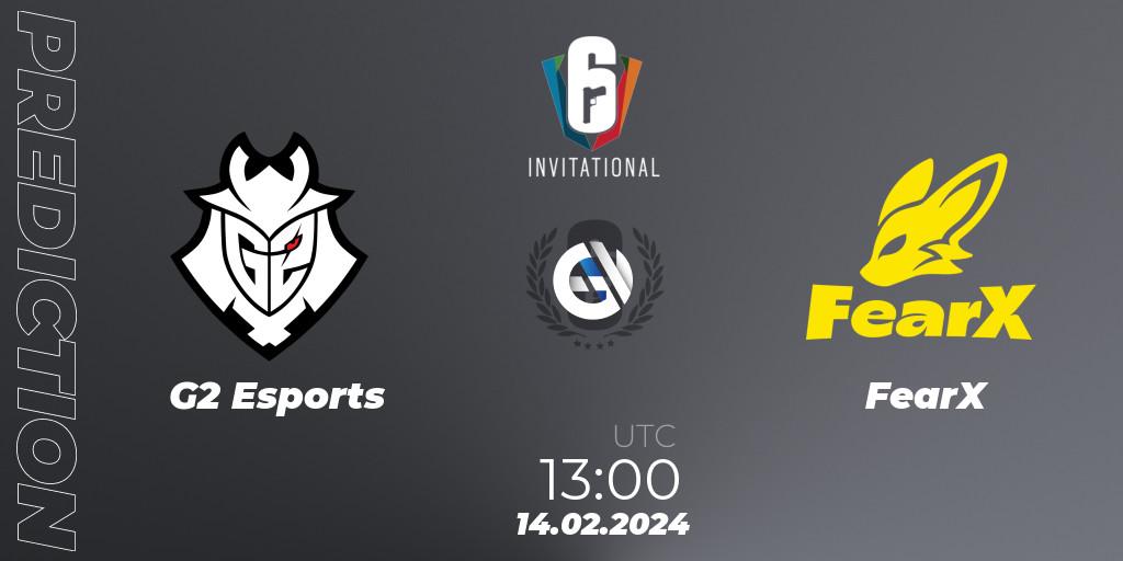 G2 Esports - FearX: прогноз. 14.02.2024 at 13:00, Rainbow Six, Six Invitational 2024 - Group Stage