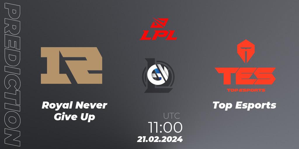 Royal Never Give Up - Top Esports: прогноз. 21.02.24, LoL, LPL Spring 2024 - Group Stage