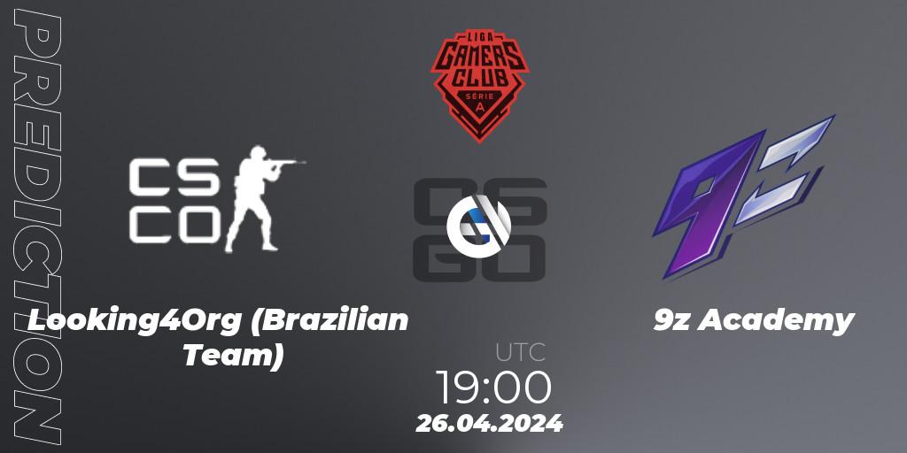 Looking4Org (Brazilian Team) - 9z Academy: прогноз. 02.05.2024 at 19:00, Counter-Strike (CS2), Gamers Club Liga Série A: April 2024