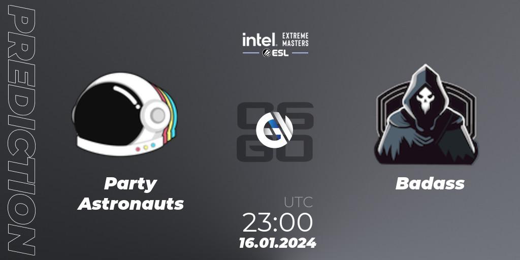 Party Astronauts - Badass: прогноз. 16.01.2024 at 23:05, Counter-Strike (CS2), Intel Extreme Masters China 2024: North American Open Qualifier #1