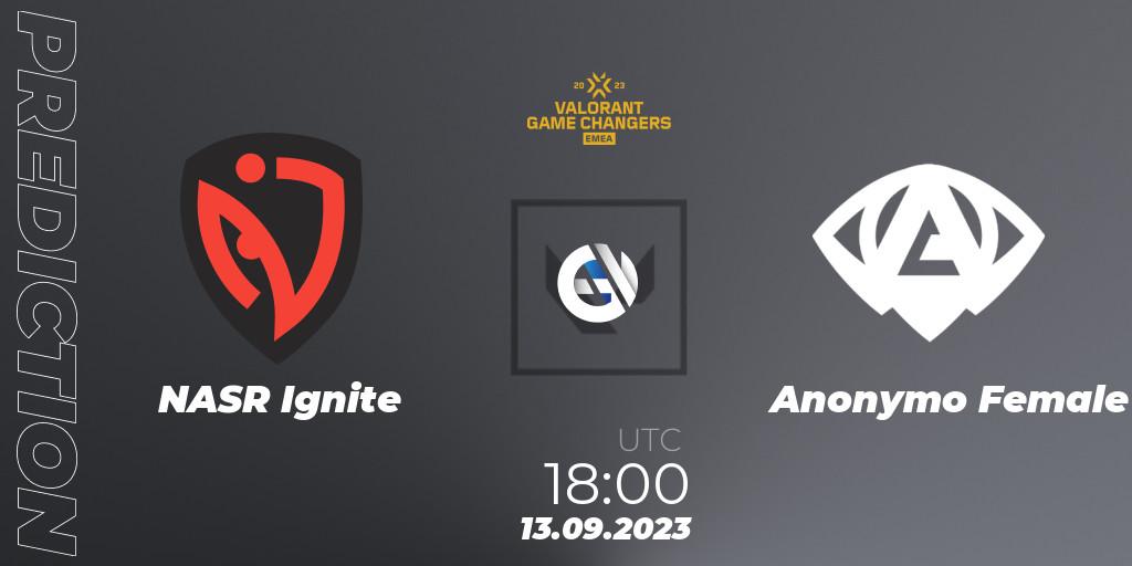 NASR Ignite - Anonymo Female: прогноз. 13.09.2023 at 18:00, VALORANT, VCT 2023: Game Changers EMEA Stage 3 - Group Stage