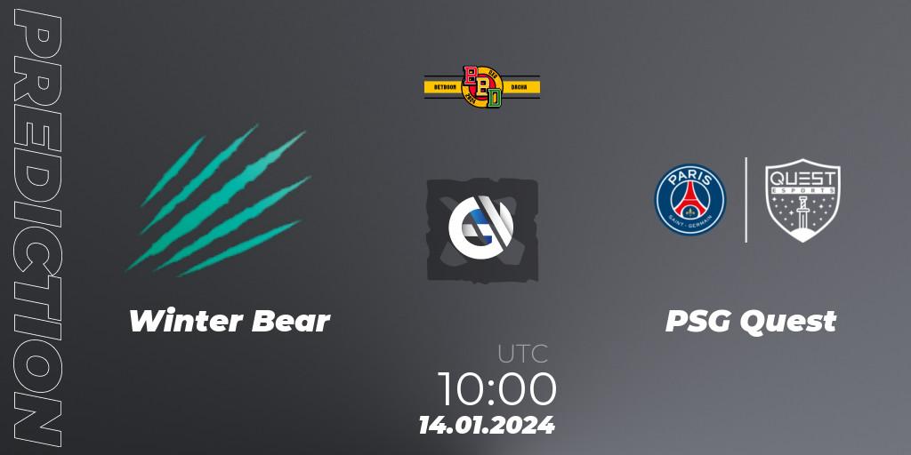 Winter Bear - PSG Quest: прогноз. 14.01.24, Dota 2, BetBoom Dacha Dubai 2024: MENA Closed Qualifier