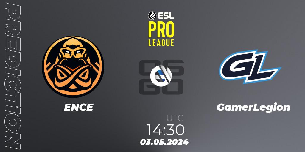 ENCE - GamerLegion: прогноз. 03.05.2024 at 14:30, Counter-Strike (CS2), ESL Pro League Season 19