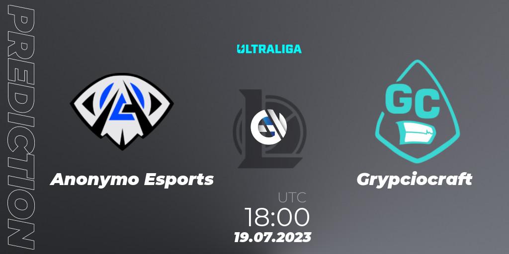 Anonymo Esports - Grypciocraft: прогноз. 19.07.2023 at 18:00, LoL, Ultraliga Season 10 2023 Regular Season