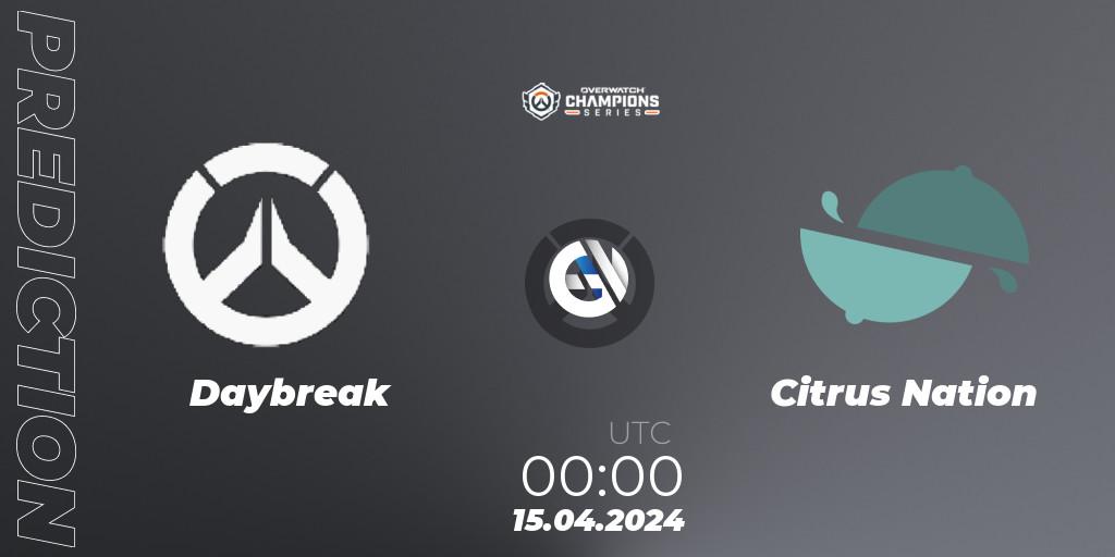 Daybreak - Citrus Nation: прогноз. 15.04.2024 at 00:00, Overwatch, Overwatch Champions Series 2024 - North America Stage 2 Group Stage