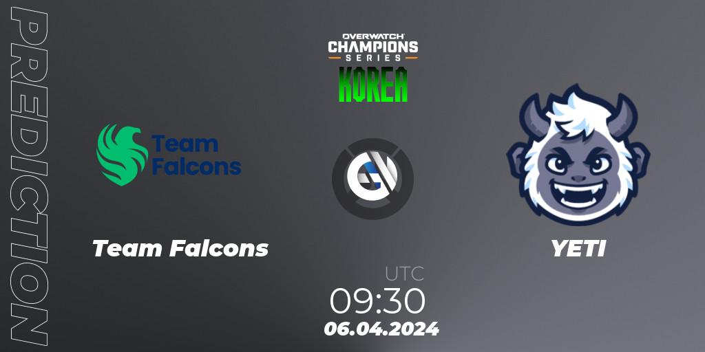 Team Falcons - YETI: прогноз. 06.04.2024 at 09:30, Overwatch, Overwatch Champions Series 2024 - Stage 1 Korea