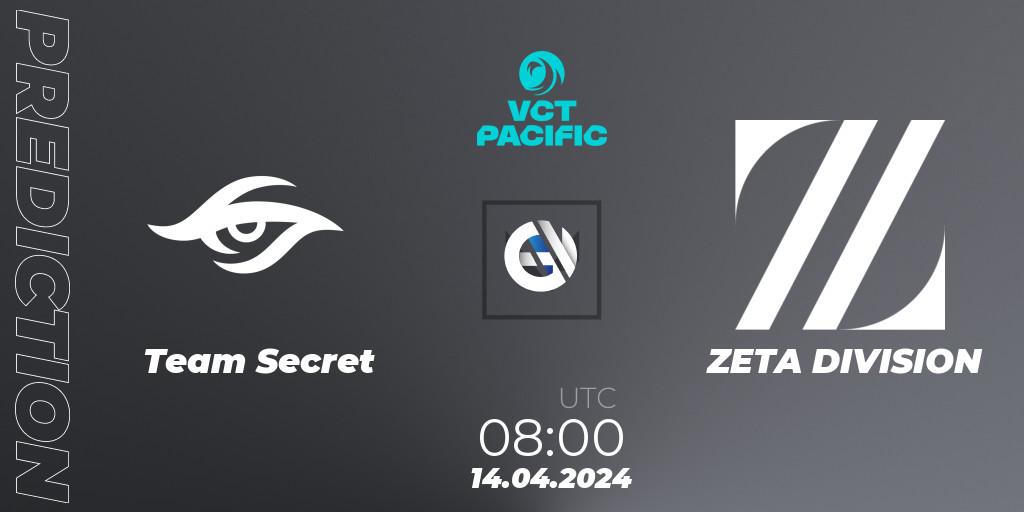 Team Secret - ZETA DIVISION: прогноз. 14.04.2024 at 08:00, VALORANT, VALORANT Champions Tour 2024: Pacific League - Stage 1 - Group Stage