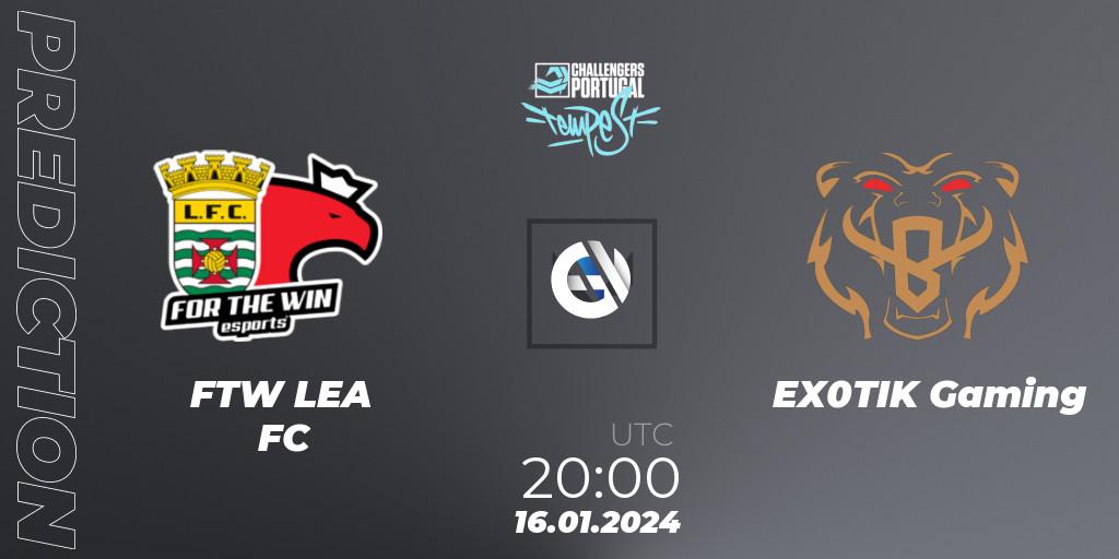 FTW LEÇA FC - EX0TIK Gaming: прогноз. 16.01.2024 at 20:20, VALORANT, VALORANT Challengers 2024 Portugal: Tempest Split 1