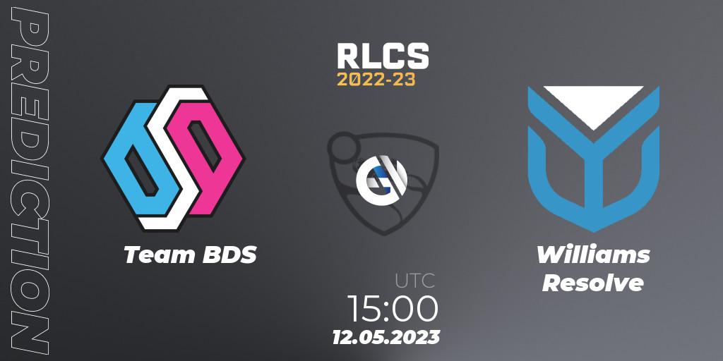 Team BDS - Williams Resolve: прогноз. 12.05.2023 at 15:00, Rocket League, RLCS 2022-23 - Spring: Europe Regional 1 - Spring Open