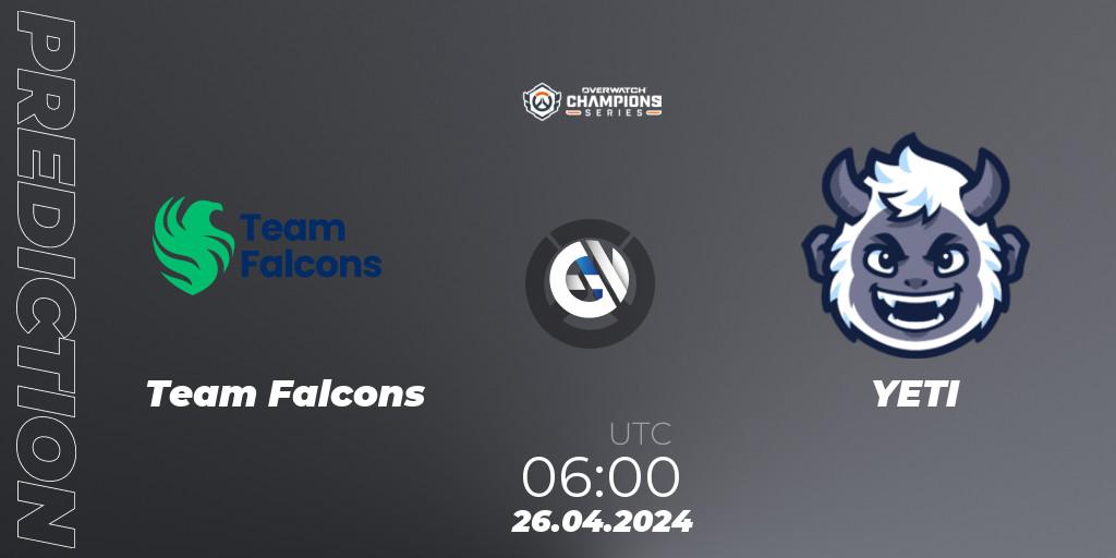 Team Falcons - YETI: прогноз. 26.04.2024 at 06:00, Overwatch, Overwatch Champions Series 2024 - Asia Stage 1 Main Event