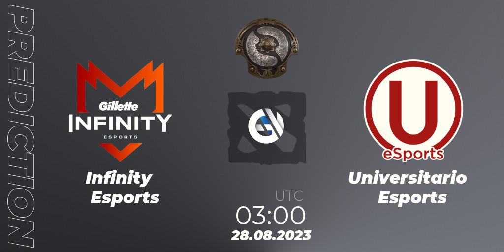 Infinity Esports - Universitario Esports: прогноз. 22.08.2023 at 20:25, Dota 2, The International 2023 - South America Qualifier
