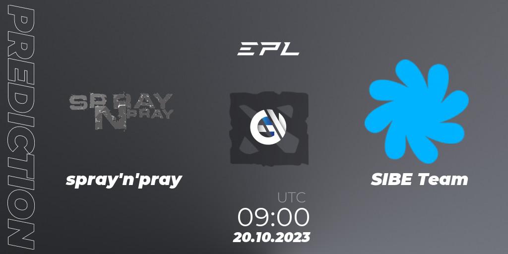 spray'n'pray - SIBE Team: прогноз. 20.10.2023 at 09:00, Dota 2, European Pro League Season 13