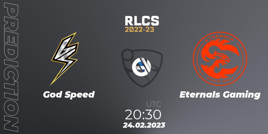God Speed - Eternals Gaming: прогноз. 24.02.2023 at 20:30, Rocket League, RLCS 2022-23 - Winter: South America Regional 3 - Winter Invitational