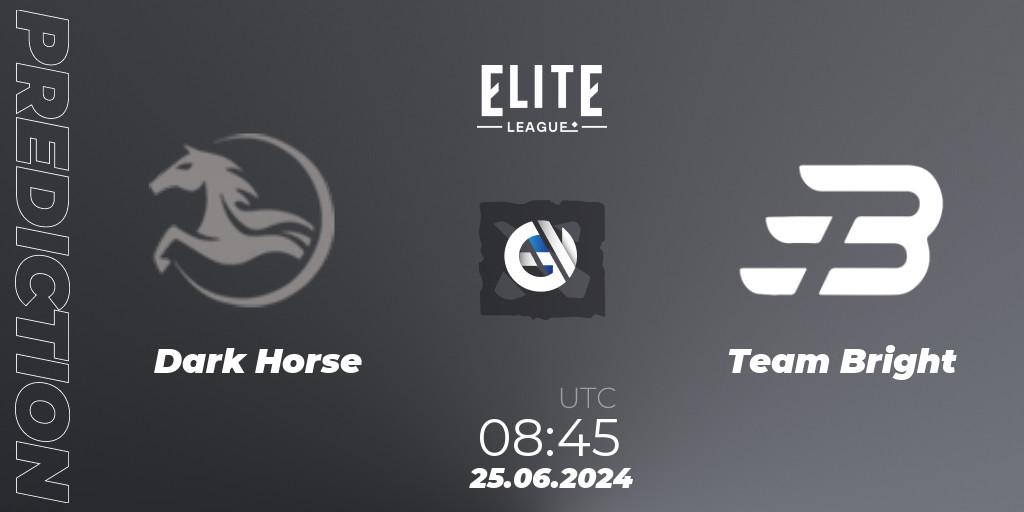 Dark Horse - Team Bright: прогноз. 25.06.2024 at 08:45, Dota 2, Elite League Season 2: China Closed Qualifier