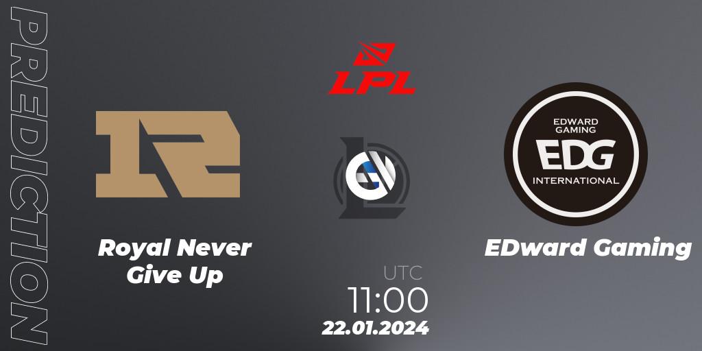 Royal Never Give Up - EDward Gaming: прогноз. 22.01.24, LoL, LPL Spring 2024 - Group Stage