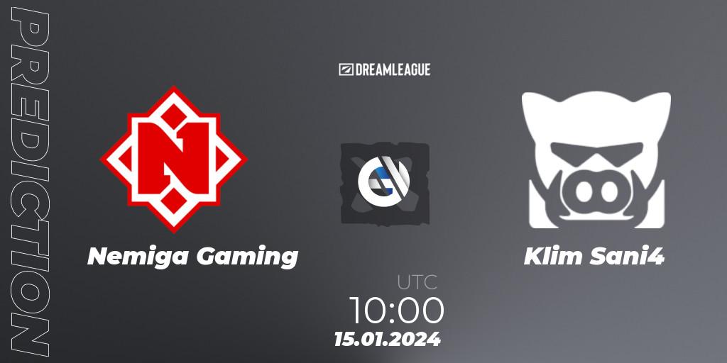 Nemiga Gaming - Klim Sani4: прогноз. 15.01.2024 at 10:01, Dota 2, DreamLeague Season 22: Eastern Europe Closed Qualifier