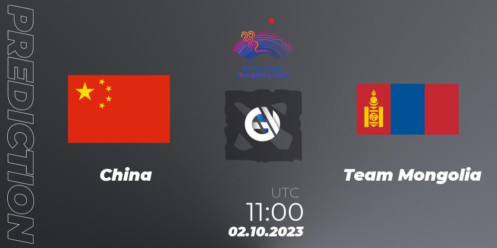 China - Team Mongolia: прогноз. 02.10.23, Dota 2, 2022 Asian Games