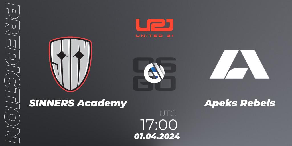 SINNERS Academy - Apeks Rebels: прогноз. 01.04.2024 at 17:00, Counter-Strike (CS2), United21 Season 12: Division 2