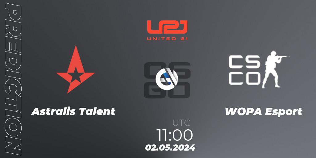 Astralis Talent - WOPA Esport: прогноз. 02.05.2024 at 11:00, Counter-Strike (CS2), United21 Season 15