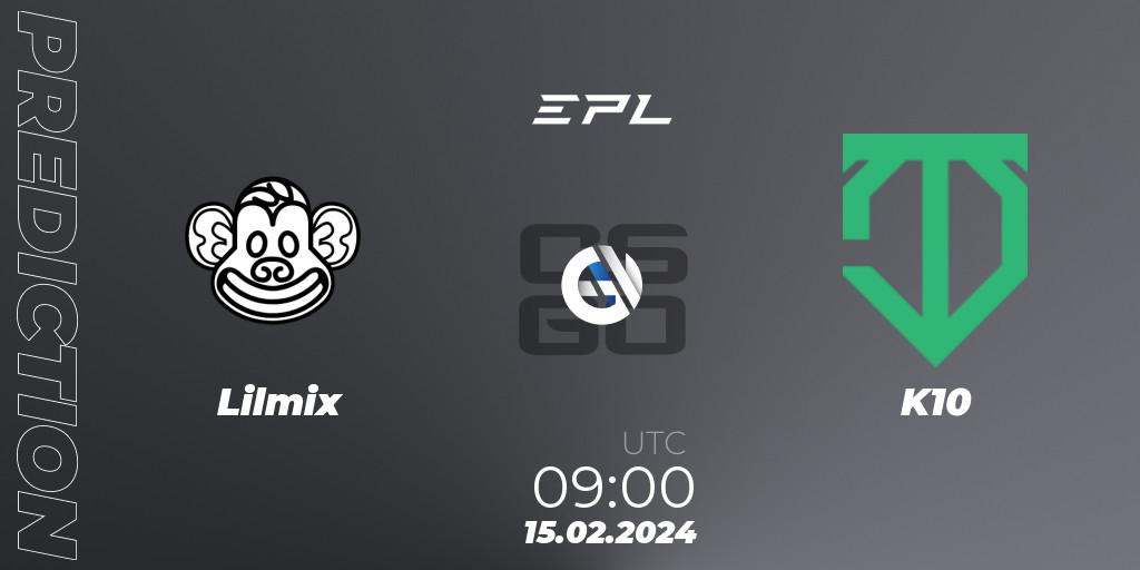 Lilmix - K10: прогноз. 15.02.2024 at 09:00, Counter-Strike (CS2), European Pro League Season 15: Division 2