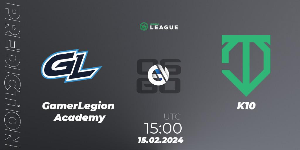 GamerLegion Academy - K10: прогноз. 15.02.2024 at 15:00, Counter-Strike (CS2), ESEA Season 48: Advanced Division - Europe