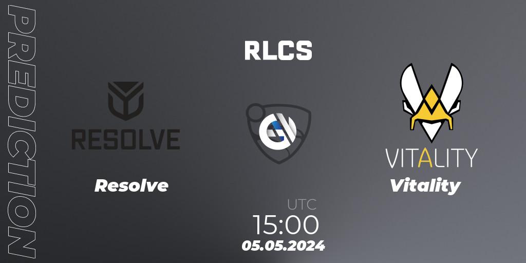 Resolve - Vitality: прогноз. 05.05.2024 at 15:00, Rocket League, RLCS 2024 - Major 2: EU Open Qualifier 4