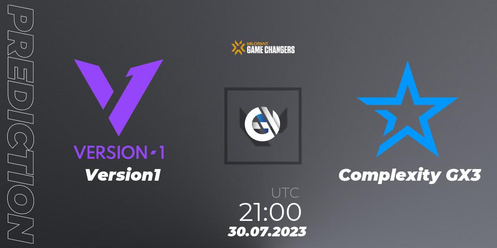 Version1 - Complexity GX3: прогноз. 30.07.2023 at 21:10, VALORANT, VCT 2023: Game Changers North America Series S2