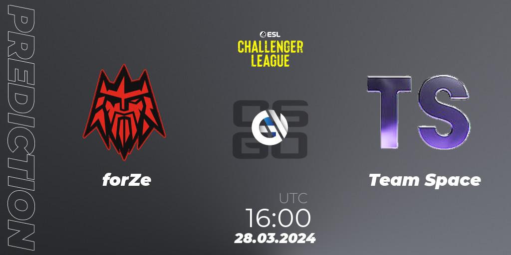 forZe - Team Space: прогноз. 28.03.2024 at 16:00, Counter-Strike (CS2), ESL Challenger League Season 47: Europe