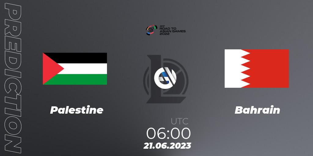 Palestine - Bahrain: прогноз. 21.06.2023 at 06:00, LoL, 2022 AESF Road to Asian Games - West Asia