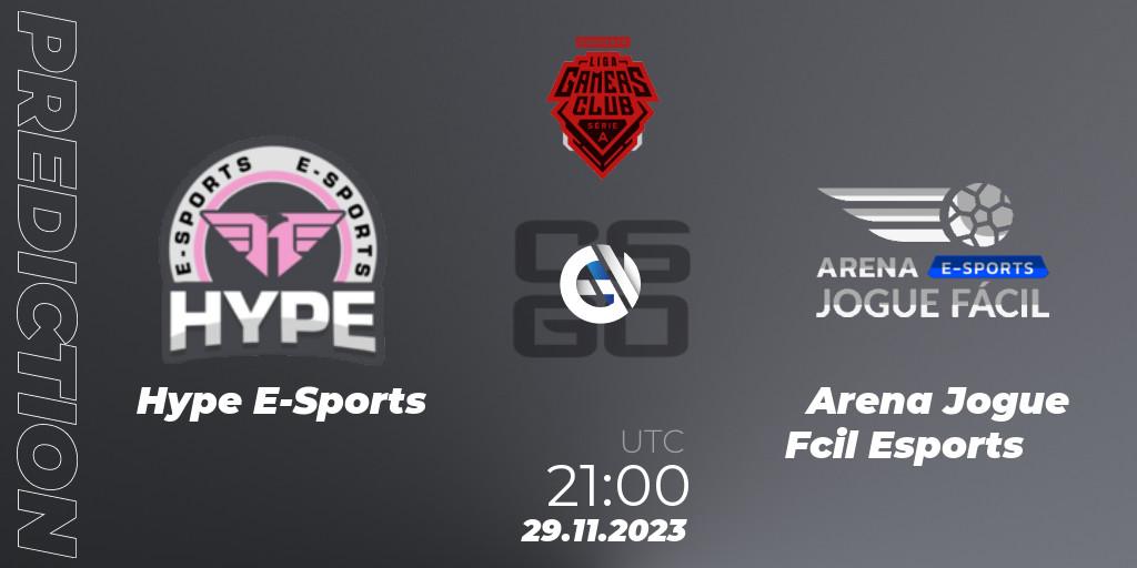 Hype E-Sports - Arena Jogue Fácil Esports: прогноз. 29.11.2023 at 21:00, Counter-Strike (CS2), Gamers Club Liga Série A: Esquenta