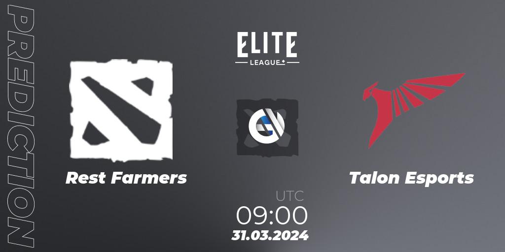 Rest Farmers - Talon Esports: прогноз. 31.03.24, Dota 2, Elite League: Swiss Stage