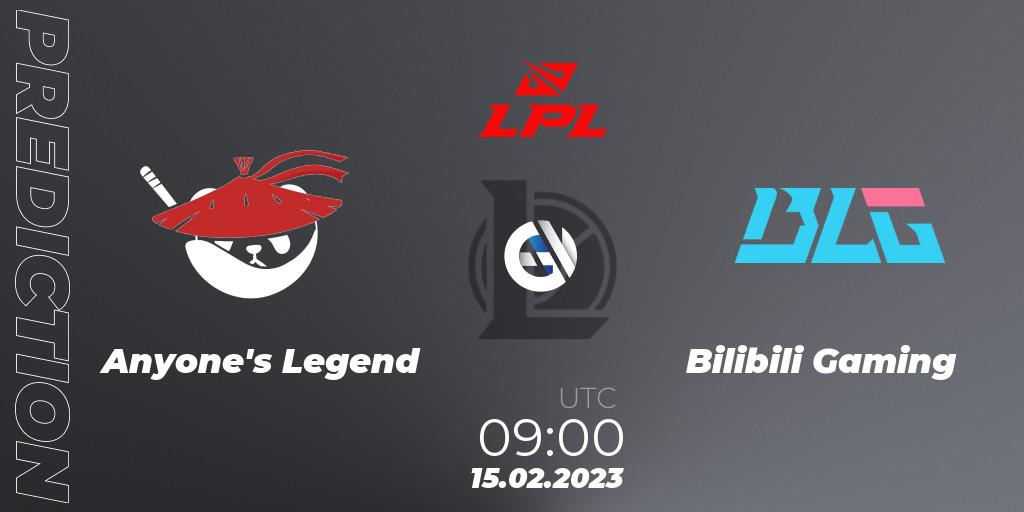 Anyone's Legend - Bilibili Gaming: прогноз. 15.02.2023 at 09:00, LoL, LPL Spring 2023 - Group Stage