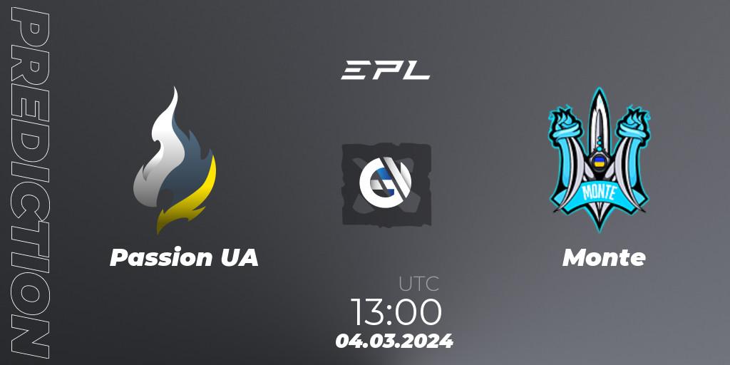 Passion UA - Monte: прогноз. 04.03.2024 at 13:00, Dota 2, European Pro League Season 17: Division 2