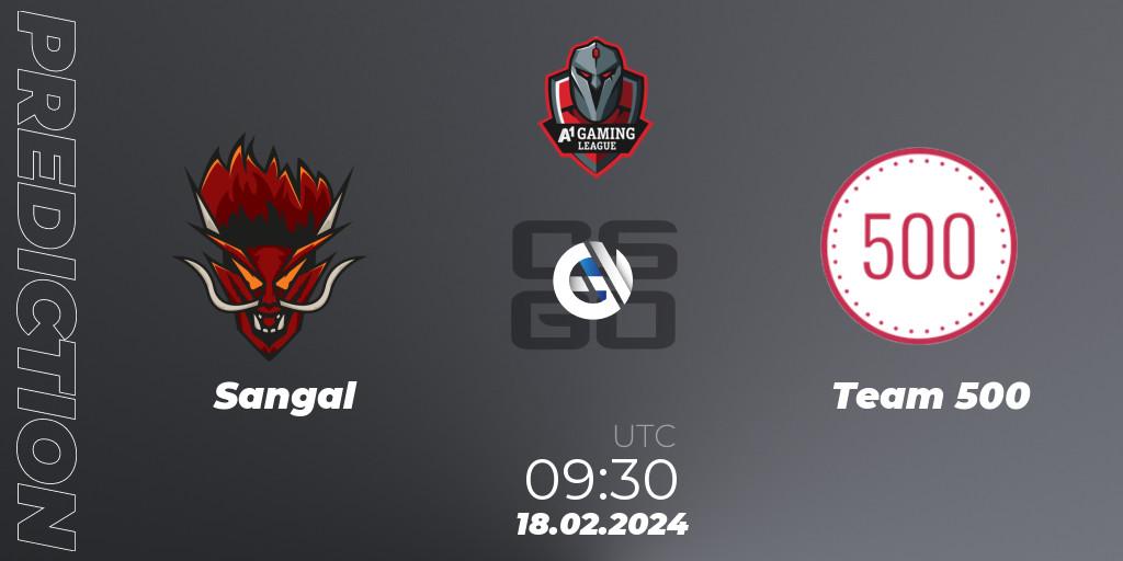 Sangal - Team 500: прогноз. 18.02.24, CS2 (CS:GO), A1 Gaming League Season 8