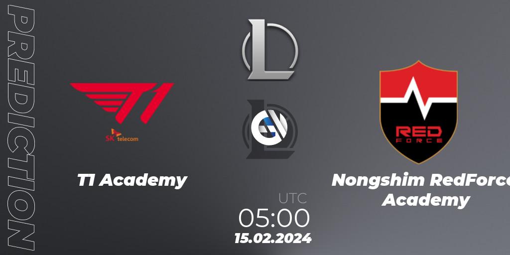 T1 Academy - Nongshim RedForce Academy: прогноз. 15.02.2024 at 05:00, LoL, LCK Challengers League 2024 Spring - Group Stage