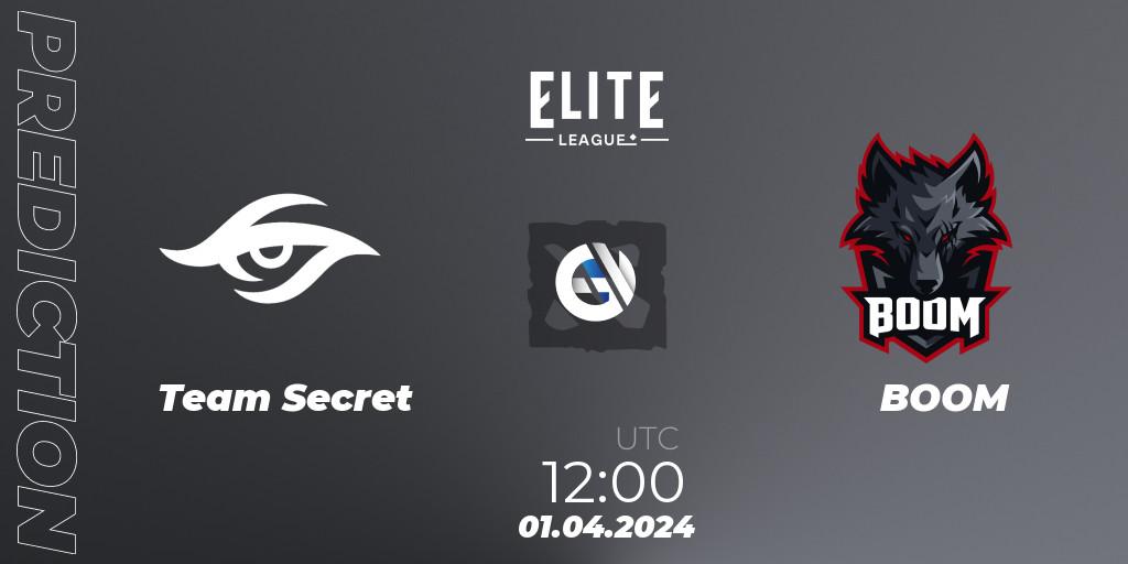 Team Secret - BOOM: прогноз. 01.04.24, Dota 2, Elite League: Swiss Stage